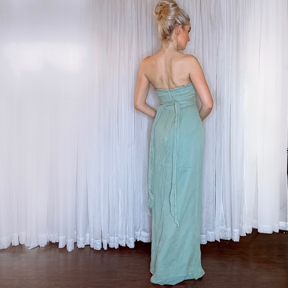 Green Silk J Crew Formal Bridesmaid Gala Dress - Picture 6 of 8